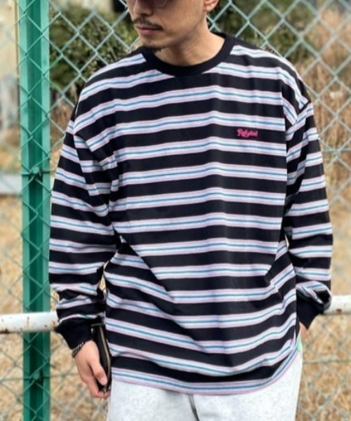 Refurbish（リファービッシュ）の「【Refurbish】マルチボーダーロンＴ（Tシャツ/カットソー・メンズ・ホワイト/ブラック/グリーン・S/M/L/XL）」の2枚目の写真