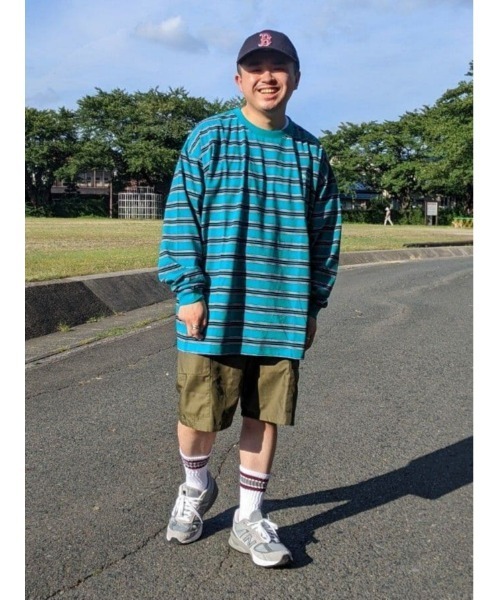 Refurbish（リファービッシュ）の「【Refurbish】マルチボーダーロンＴ（Tシャツ/カットソー・メンズ・ホワイト/ブラック/グリーン・S/M/L/XL）」の14枚目の写真