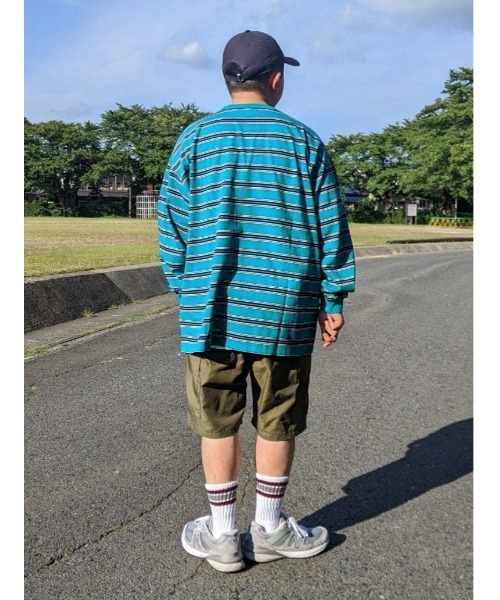 Refurbish（リファービッシュ）の「【Refurbish】マルチボーダーロンＴ（Tシャツ/カットソー・メンズ・ホワイト/ブラック/グリーン・S/M/L/XL）」の15枚目の写真