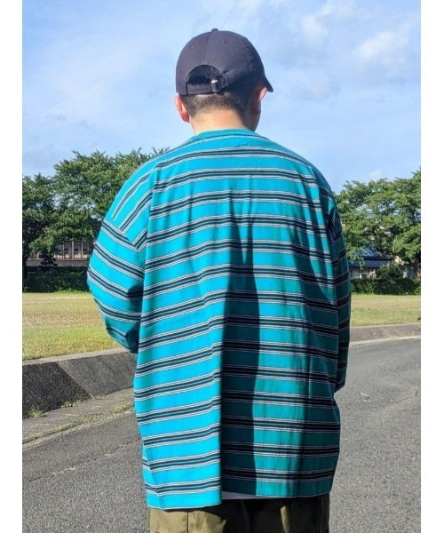 Refurbish（リファービッシュ）の「【Refurbish】マルチボーダーロンＴ（Tシャツ/カットソー・メンズ・ホワイト/ブラック/グリーン・S/M/L/XL）」の17枚目の写真