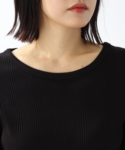 THE SHOP TK （ザ ショップ ティーケー ）の「◆【スッキリキレイ/洗える】コットンリブクルーTシャツ（Tシャツ/カットソー・レディース・ブラック/ライトベージュ/ホワイト系/ブラウン系・13/11/12）」の18枚目の写真