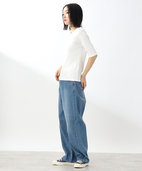 THE SHOP TK （ザ ショップ ティーケー ）の「◆【スッキリキレイ/洗える】コットンリブクルーTシャツ（Tシャツ/カットソー・レディース・ブラック/ライトベージュ/ホワイト系/ブラウン系・13/11/12）」の16枚目の写真