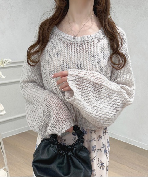 apres jour（アプレジュール）の「ラメシアーニット【ZOZOTOWN限定アイテム】（ニット/セーター・レディース・ライトブルー/オフホワイト/ピンク/ライトグレー・フリー/X-LARGE）」の2枚目の写真