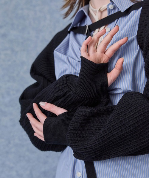 PUBLIC TOKYO(パブリックトウキョウ)の「【新潟県産】バッククロスショートニットボレロ/アームカバー(カーディガン/ボレロ・レディース・その他2/ブラック・FREE)」の11枚目の写真