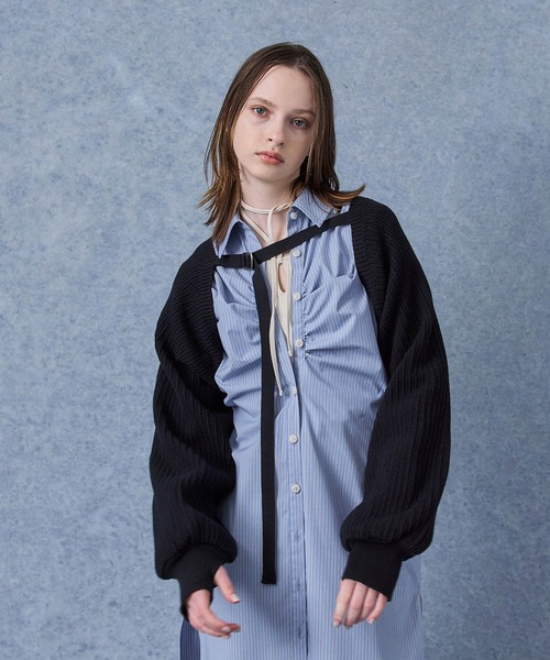 PUBLIC TOKYO(パブリックトウキョウ)の「【新潟県産】バッククロスショートニットボレロ/アームカバー(カーディガン/ボレロ・レディース・その他2/ブラック・FREE)」の13枚目の写真