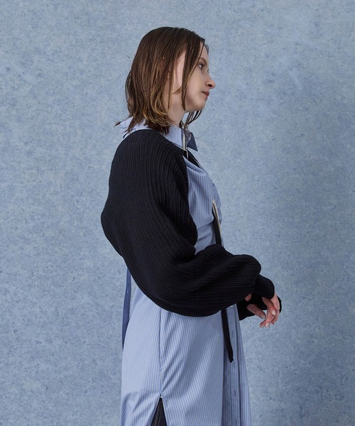 PUBLIC TOKYO(パブリックトウキョウ)の「【新潟県産】バッククロスショートニットボレロ/アームカバー(カーディガン/ボレロ・レディース・その他2/ブラック・FREE)」の14枚目の写真