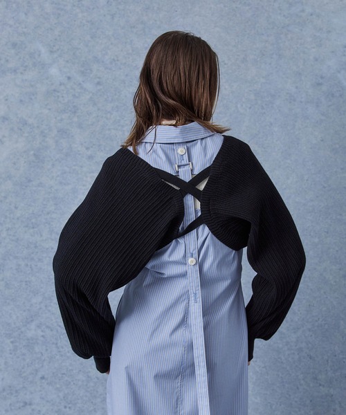 PUBLIC TOKYO(パブリックトウキョウ)の「【新潟県産】バッククロスショートニットボレロ/アームカバー(カーディガン/ボレロ・レディース・その他2/ブラック・FREE)」の15枚目の写真