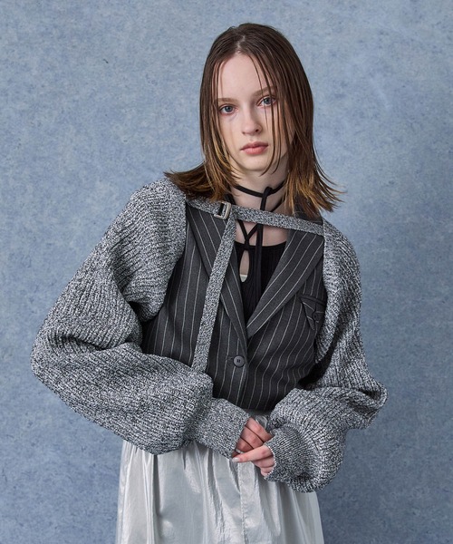 PUBLIC TOKYO(パブリックトウキョウ)の「【新潟県産】バッククロスショートニットボレロ/アームカバー(カーディガン/ボレロ・レディース・その他2/ブラック・FREE)」の20枚目の写真