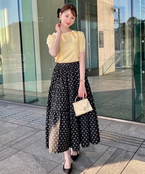 KOBE LETTUCE（コウベレタス）の「[ ayakoさんコラボ ] 襟リボンニットトップス（ニット/セーター・レディース・オフホワイト/モカ/ブラック・FREE）」の11枚目の写真