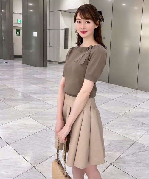 KOBE LETTUCE（コウベレタス）の「[ ayakoさんコラボ ] 襟リボンニットトップス（ニット/セーター・レディース・オフホワイト/モカ/ブラック・FREE）」の12枚目の写真