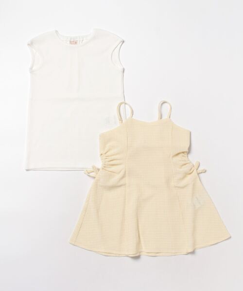 petit main（プティマイン）の「【リンク】脇カットアウトワンピセット(キッズ)（シャツワンピース・キッズ・クリーム/ターコイズブルー・130cm/100cm/80ｃｍ/90cm/110cm/120cm）」の6枚目の写真