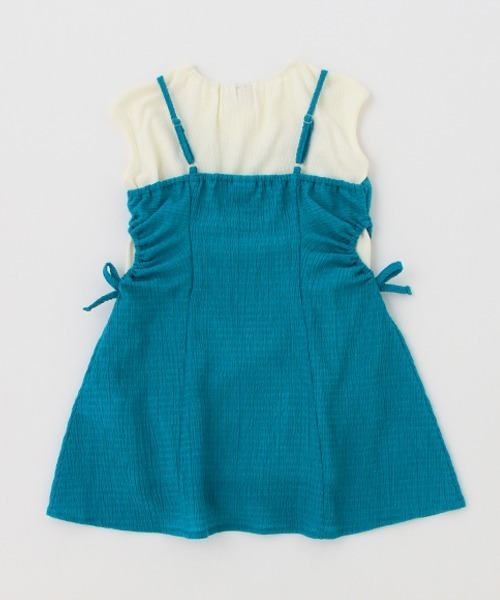 petit main（プティマイン）の「【リンク】脇カットアウトワンピセット(キッズ)（シャツワンピース・キッズ・クリーム/ターコイズブルー・130cm/100cm/80ｃｍ/90cm/110cm/120cm）」の8枚目の写真
