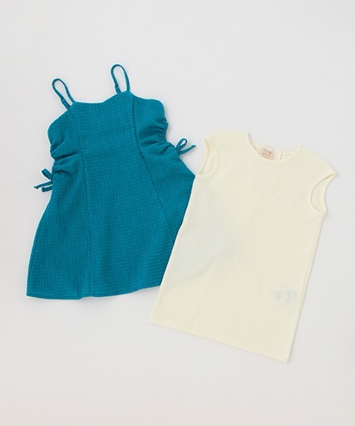 petit main（プティマイン）の「【リンク】脇カットアウトワンピセット(キッズ)（シャツワンピース・キッズ・クリーム/ターコイズブルー・130cm/100cm/80ｃｍ/90cm/110cm/120cm）」の9枚目の写真