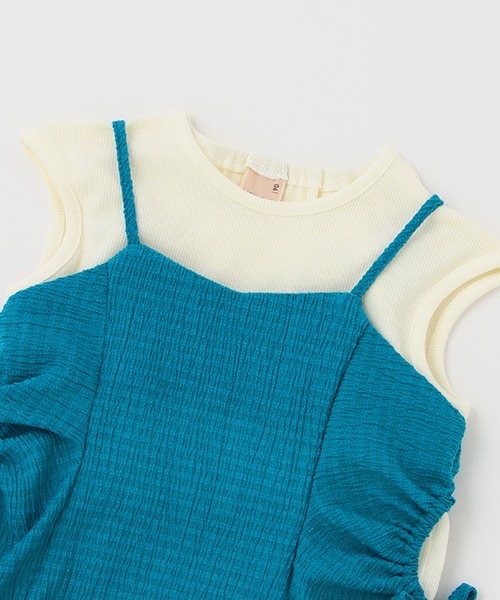 petit main（プティマイン）の「【リンク】脇カットアウトワンピセット(キッズ)（シャツワンピース・キッズ・クリーム/ターコイズブルー・130cm/100cm/80ｃｍ/90cm/110cm/120cm）」の10枚目の写真