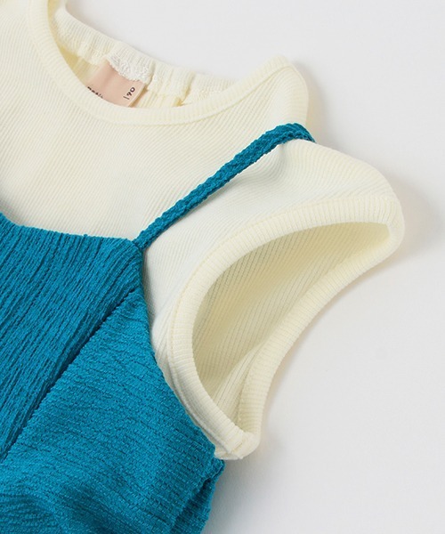 petit main（プティマイン）の「【リンク】脇カットアウトワンピセット(キッズ)（シャツワンピース・キッズ・クリーム/ターコイズブルー・130cm/100cm/80ｃｍ/90cm/110cm/120cm）」の11枚目の写真