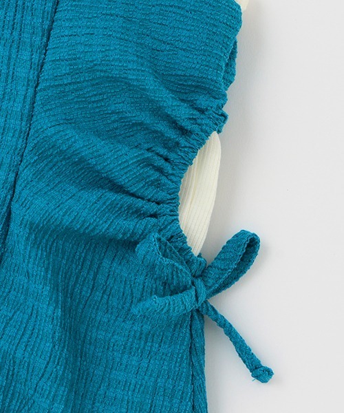 petit main（プティマイン）の「【リンク】脇カットアウトワンピセット(キッズ)（シャツワンピース・キッズ・クリーム/ターコイズブルー・130cm/100cm/80ｃｍ/90cm/110cm/120cm）」の12枚目の写真