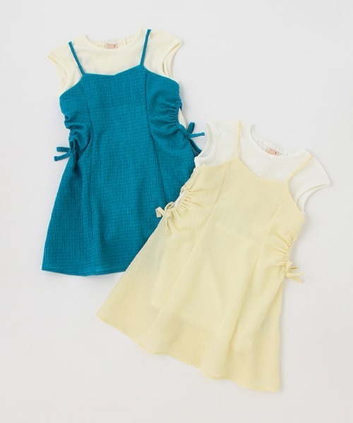 petit main（プティマイン）の「【リンク】脇カットアウトワンピセット(キッズ)（シャツワンピース・キッズ・クリーム/ターコイズブルー・130cm/100cm/80ｃｍ/90cm/110cm/120cm）」の18枚目の写真