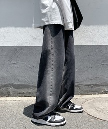 Ressaca | ルーズストレート ブリーチ加工 グラデーションサイドラインウォッシュデニムパンツ(デニムパンツ)