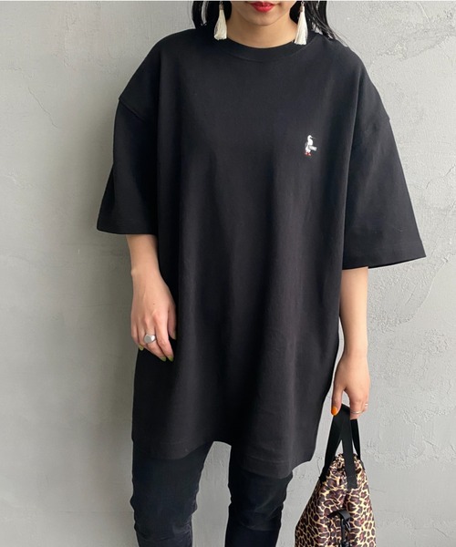 CHUMS（チャムス）の「[CHUMS/チャムス] ブービーロゴ刺繍 オーバーサイズ鹿の子Tシャツ（Tシャツ/カットソー・レディース・エメラルドブルー/ホワイト/ブラック・L/M/XL）」の14枚目の写真