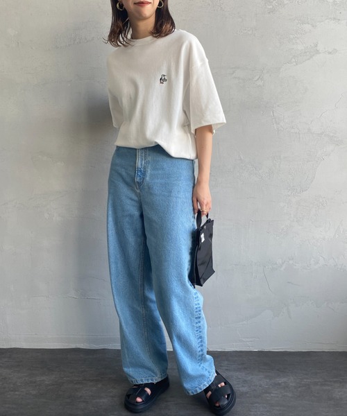 CHUMS（チャムス）の「[CHUMS/チャムス] ブービーロゴ刺繍 オーバーサイズ鹿の子Tシャツ（Tシャツ/カットソー・レディース・エメラルドブルー/ホワイト/ブラック・L/M/XL）」の18枚目の写真