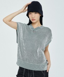 A‘gem 9（エージェムナイン）の「A'GEM/9 × .kom『ROMANTIC CROWN/ロマンティッククラウン』TWO TONE RIB KNIT VEST/ツートンリブニットベスト（ベスト）」