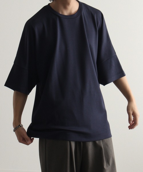 Art re A select(アトリエセレクト)の「クールシルキータッチ ポンチ半袖オーバーサイズドルマンTシャツ/接触冷感(Tシャツ/カットソー・メンズ・ライトグレー/ブラック/ライトブルー/ネイビー/ホワイト/グリーン・M/L)」の1枚目の写真