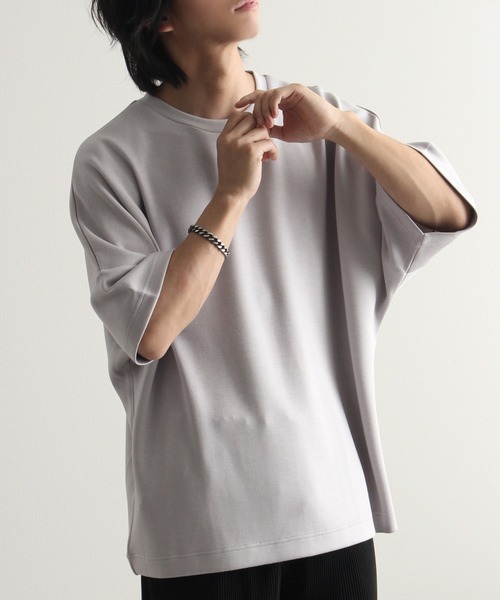 Art re A select(アトリエセレクト)の「クールシルキータッチ ポンチ半袖オーバーサイズドルマンTシャツ/接触冷感(Tシャツ/カットソー・メンズ・ライトグレー/ブラック/ライトブルー/ネイビー/ホワイト/グリーン・M/L)」の4枚目の写真