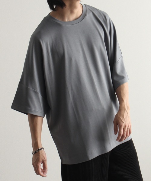 Art re A select(アトリエセレクト)の「クールシルキータッチ ポンチ半袖オーバーサイズドルマンTシャツ/接触冷感(Tシャツ/カットソー・メンズ・ライトグレー/ブラック/ライトブルー/ネイビー/ホワイト/グリーン・M/L)」の6枚目の写真