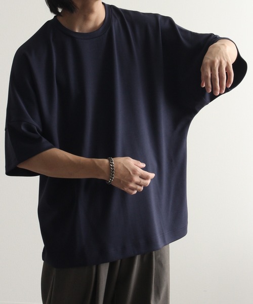 Art re A select(アトリエセレクト)の「クールシルキータッチ ポンチ半袖オーバーサイズドルマンTシャツ/接触冷感(Tシャツ/カットソー・メンズ・ライトグレー/ブラック/ライトブルー/ネイビー/ホワイト/グリーン・M/L)」の14枚目の写真