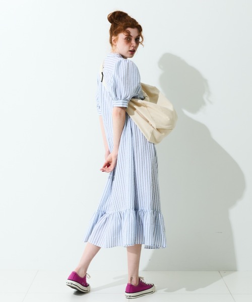 MERLOT（メルロー）の「パフスリティアードワンピース（ワンピース・レディース・ストライプ/ドット・FREE）」の12枚目の写真