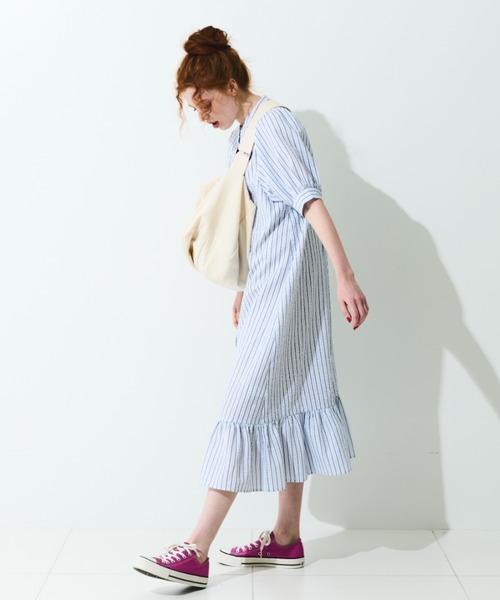 MERLOT（メルロー）の「パフスリティアードワンピース（ワンピース・レディース・ストライプ/ドット・FREE）」の7枚目の写真