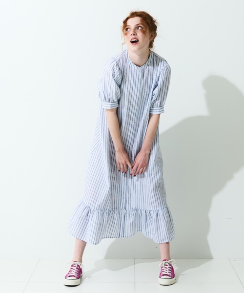 MERLOT（メルロー）の「パフスリティアードワンピース（ワンピース・レディース・ストライプ/ドット・FREE）」の10枚目の写真