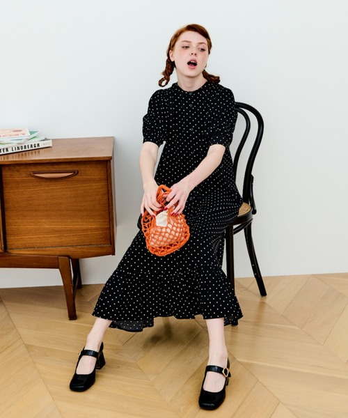 MERLOT（メルロー）の「パフスリティアードワンピース（ワンピース・レディース・ストライプ/ドット・FREE）」の6枚目の写真
