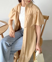 CLEA（クレア）の「ケープデザイン コットン ロングシャツワンピース（ワンピース）」