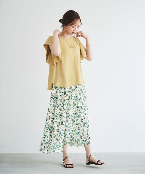 le.coeur blanc（ルクールブラン）の「レモンプリントフレアスカート（スカート・レディース・ホワイト系その他/ブルー系その他3・38）」の5枚目の写真