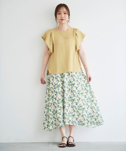 le.coeur blanc（ルクールブラン）の「レモンプリントフレアスカート（スカート・レディース・ホワイト系その他/ブルー系その他3・38）」の7枚目の写真