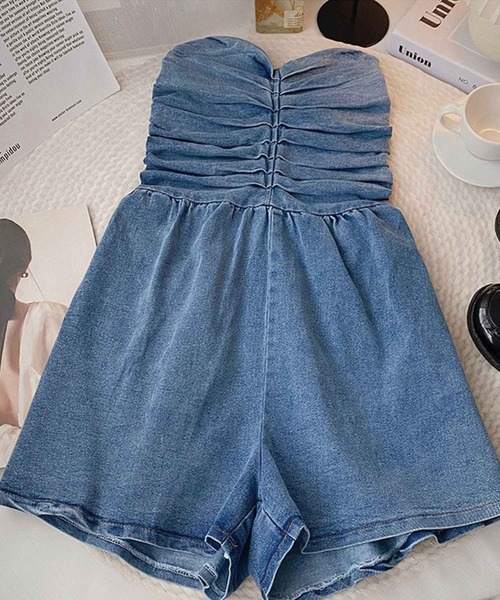 SPIGA（スピーガ）の「ﾃﾞﾆﾑﾍﾞｱｼｮｰﾄｵｰﾙｲﾝﾜﾝ（つなぎ/オールインワン・レディース・ブラック/ブルー・FREE）」の10枚目の写真