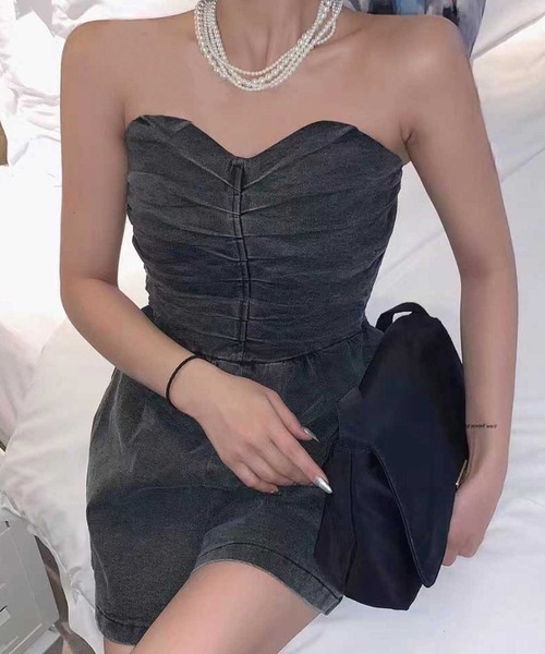 SPIGA（スピーガ）の「ﾃﾞﾆﾑﾍﾞｱｼｮｰﾄｵｰﾙｲﾝﾜﾝ（つなぎ/オールインワン・レディース・ブラック/ブルー・FREE）」の15枚目の写真