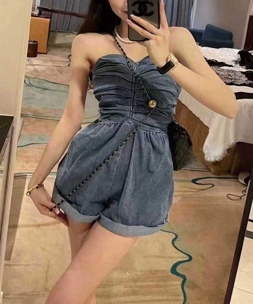 SPIGA（スピーガ）の「ﾃﾞﾆﾑﾍﾞｱｼｮｰﾄｵｰﾙｲﾝﾜﾝ（つなぎ/オールインワン・レディース・ブラック/ブルー・FREE）」の16枚目の写真