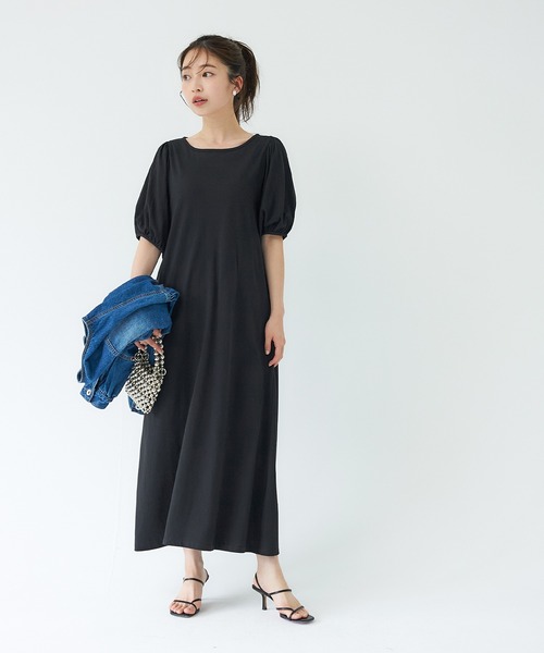 パフスリーブカットソーワンピース