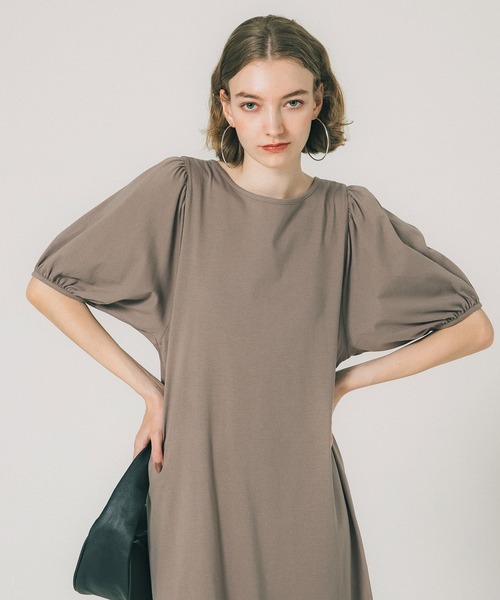 パフスリーブカットソーワンピース