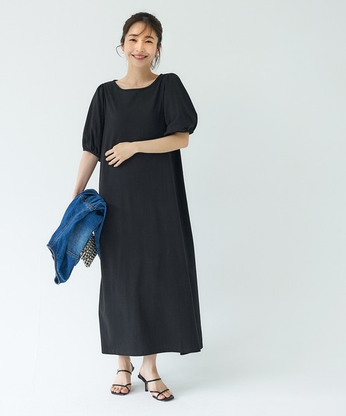 パフスリーブカットソーワンピース