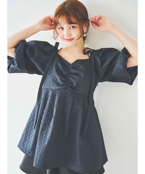 dazzlin（ダズリン）の「2WAYリボンジャガードブラウス（シャツ/ブラウス・レディース・オフホワイト/ブラック・FREE）」の8枚目の写真