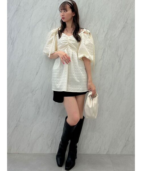 dazzlin（ダズリン）の「2WAYリボンジャガードブラウス（シャツ/ブラウス・レディース・オフホワイト/ブラック・FREE）」の15枚目の写真