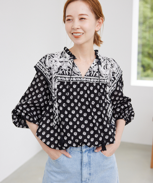 SLOBE IENA（スローブイエナ）の「インドパネルパターンブラウス
