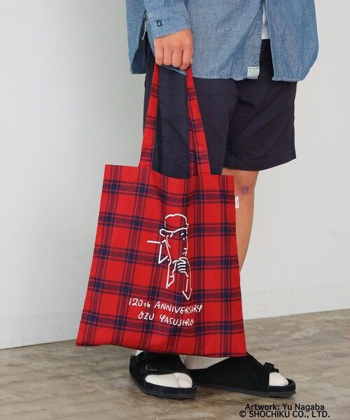BEAMS JAPAN(ビームス ジャパン)の「小津安二郎監督 × BEAMS JAPAN / アニバーサリー ロゴ トートバッグ チェック(トートバッグ・メンズ・レッド・ONE SIZE)」の11枚目の写真
