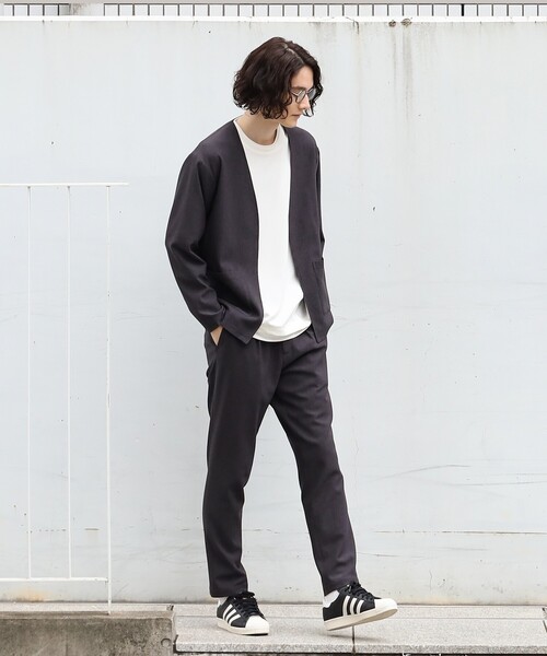 THE SHOP TK (ザ ショップ ティーケー )の「◆【セットアップ対応可/吸水速乾/イージーケア】シャリルジャージノーカラーカーディガン(カーディガン/ボレロ・メンズ・ネイビー/ブラウン系/チャコールグレー・02/03/04)」の6枚目の写真