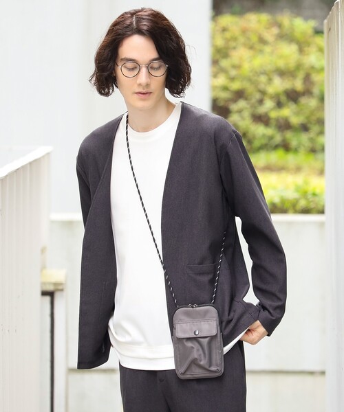 THE SHOP TK (ザ ショップ ティーケー )の「◆【セットアップ対応可/吸水速乾/イージーケア】シャリルジャージノーカラーカーディガン(カーディガン/ボレロ・メンズ・ネイビー/ブラウン系/チャコールグレー・02/03/04)」の7枚目の写真