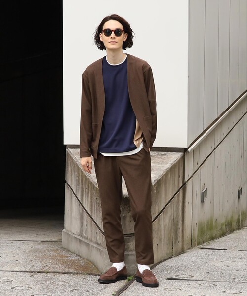 THE SHOP TK (ザ ショップ ティーケー )の「◆【セットアップ対応可/吸水速乾/イージーケア】シャリルジャージノーカラーカーディガン(カーディガン/ボレロ・メンズ・ネイビー/ブラウン系/チャコールグレー・02/03/04)」の8枚目の写真