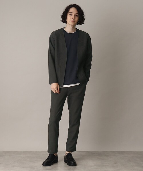 THE SHOP TK (ザ ショップ ティーケー )の「◆【セットアップ対応可/吸水速乾/イージーケア】シャリルジャージノーカラーカーディガン(カーディガン/ボレロ・メンズ・ネイビー/ブラウン系/チャコールグレー・02/03/04)」の14枚目の写真